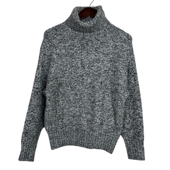 Zara Alpaca Wool Long Sleeve High Turtleneck Speckled Sweater Ribbed Hem S Grey - Picture 11 of 16